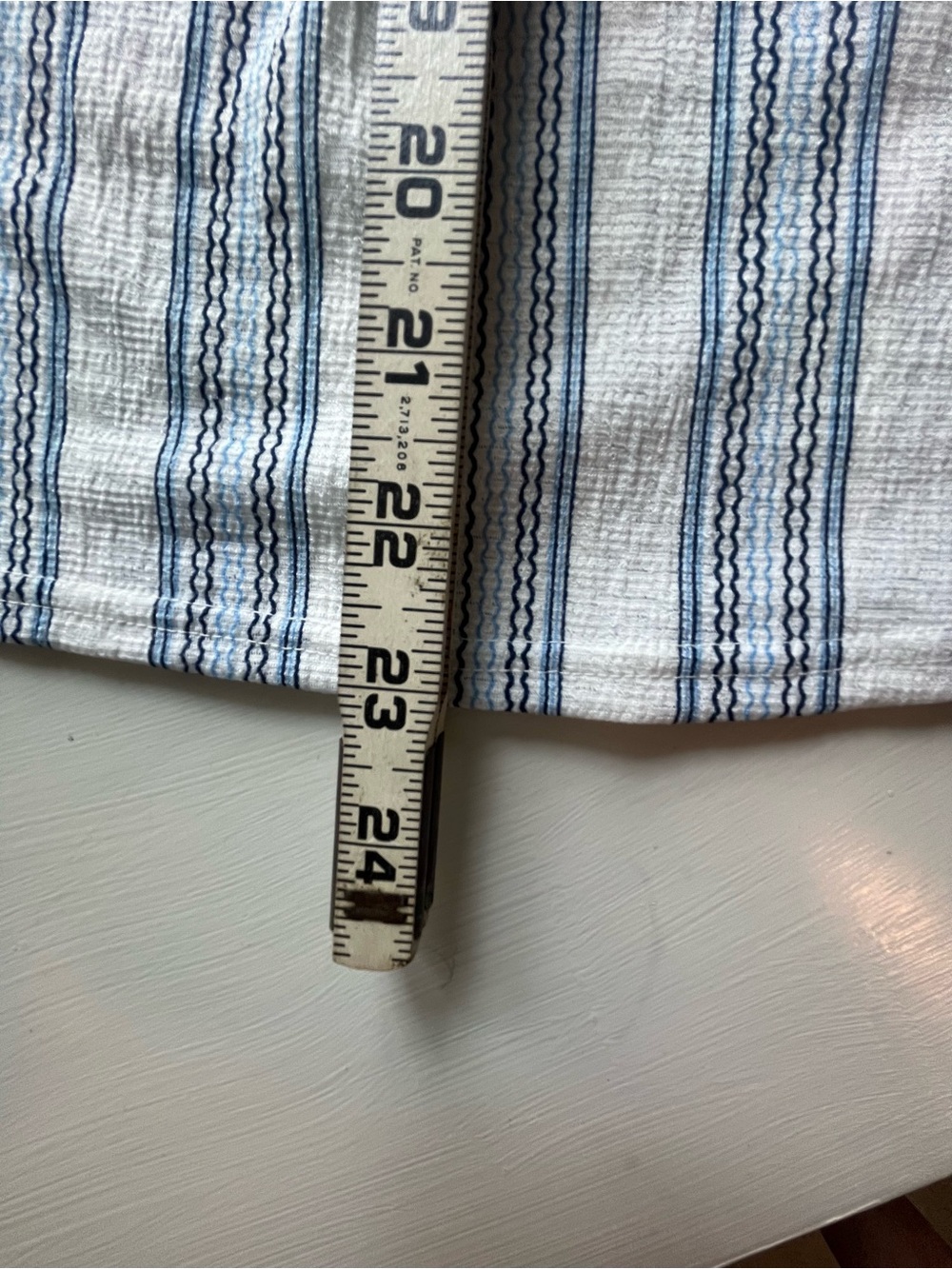 50th Street Sleeveless V-Neck Striped Flutter Top - Blue/White Size: Petite Sml - Picture 6 of 9